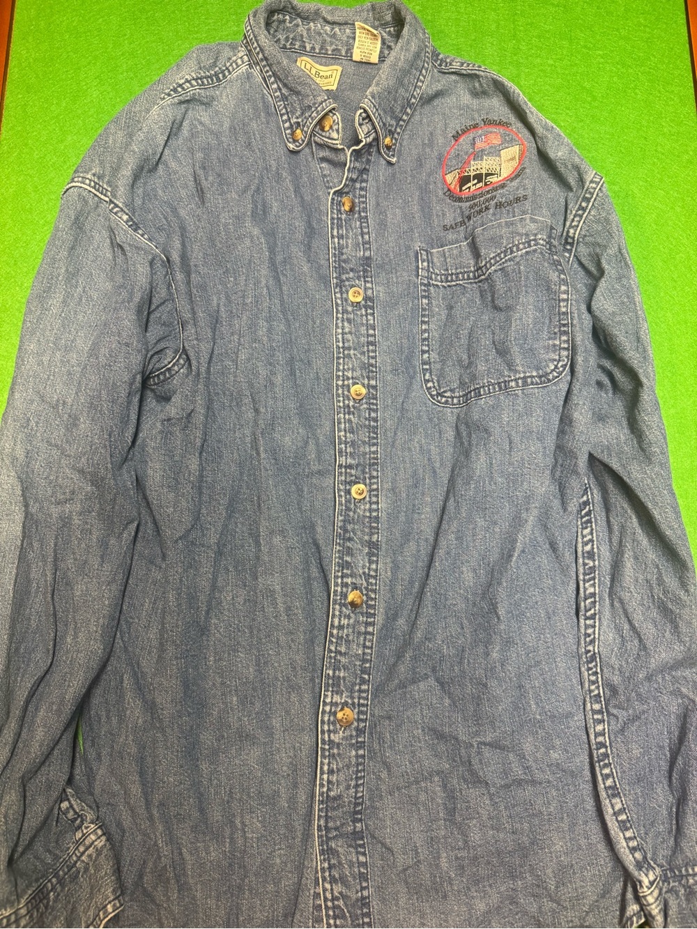 Vintage L.L. Bean Denim Button-Down Shirt in Blue with Embroidered Logo
